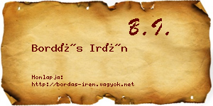 Bordás Irén névjegykártya